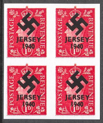 1d Overprint block of 4